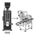 Minimalist line illustration of industrial automation process, featured on automation company reviews page, OGM Automation
